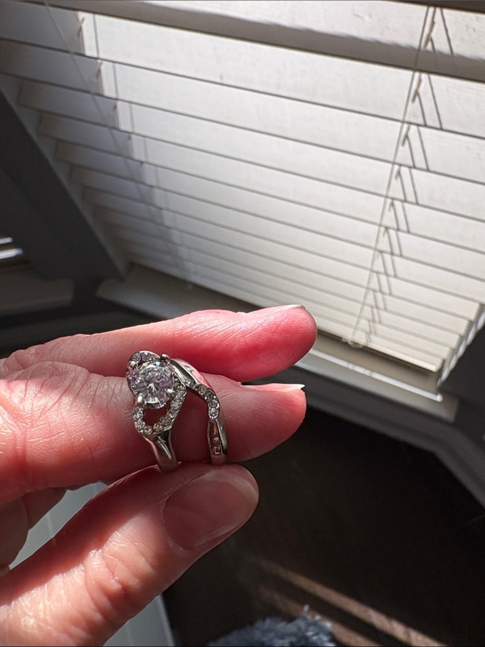 Sterling Silver White Diamond-Accent Engagement Ring Set